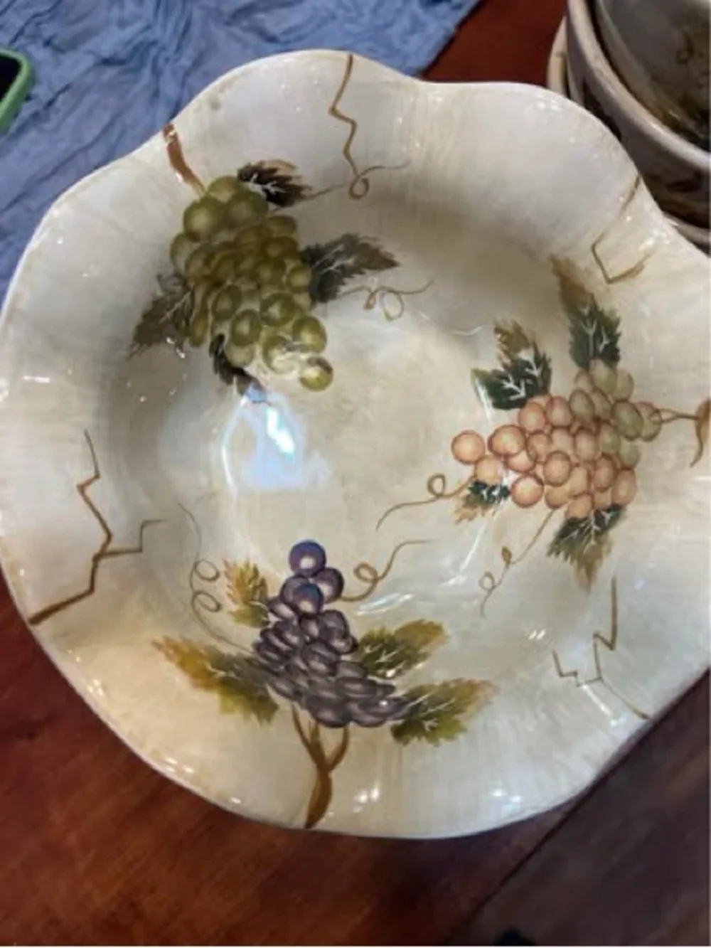 Cabernet Ceramic Dish in Cream and Light Blue